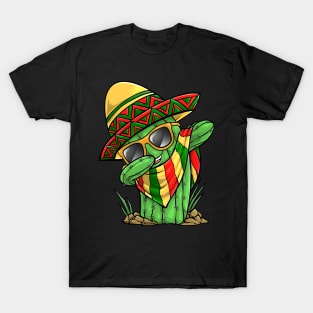 Dabbing Cactus Cinco De Mayo Mexican poncho Boys Kids Men T-Shirt